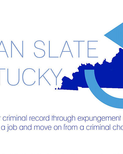 Logo for Clean Slate Kentucky.  State of Kentucky outline