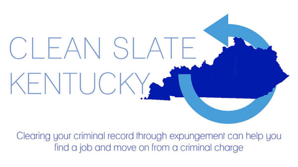 Logo for Clean Slate Kentucky.  State of Kentucky outline