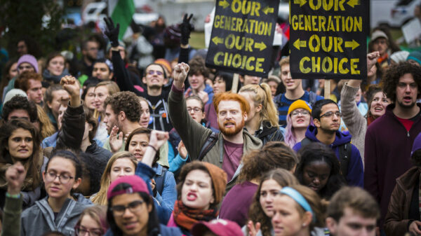 Young people protesting