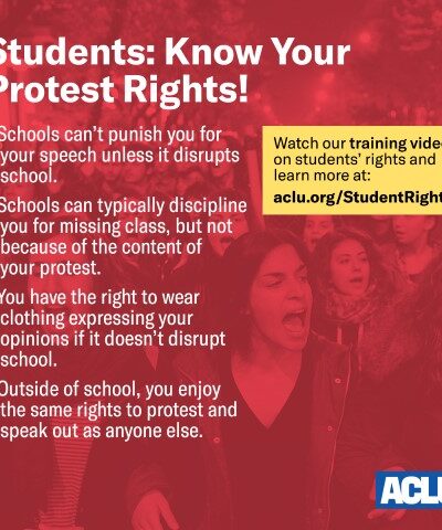 Graphic of Know Your Rights Information for Student Protesters