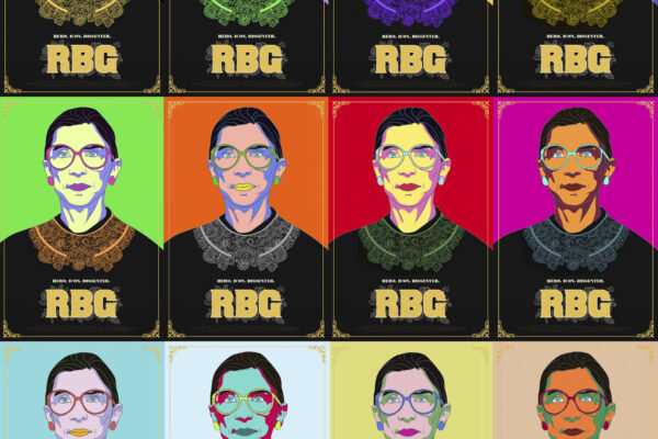 Andy Warhol Style collage of RBG documentary posters