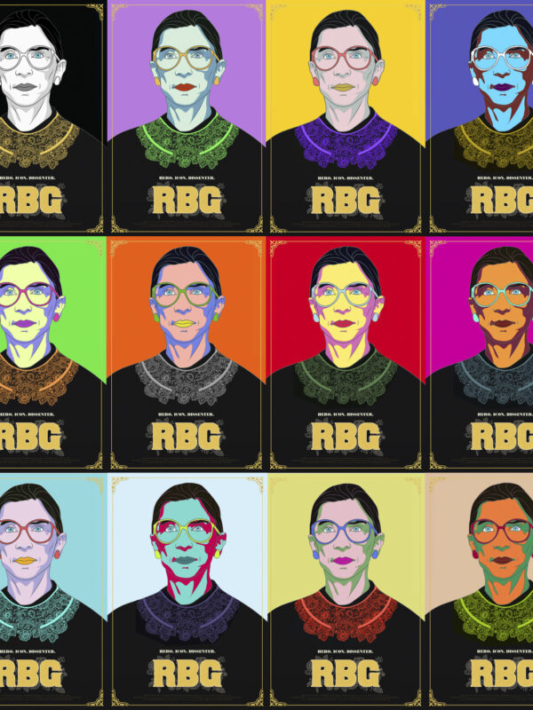 Andy Warhol Style collage of RBG documentary posters