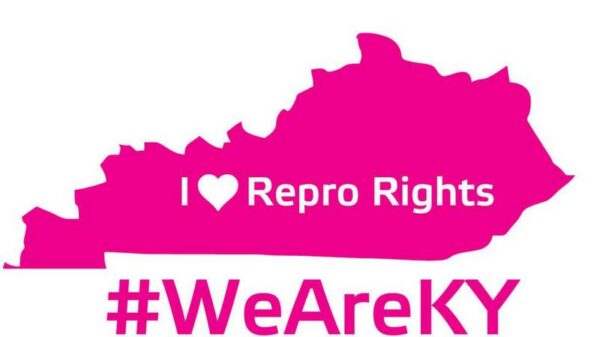 State of KY outline with I Love Repro Rights in the middle