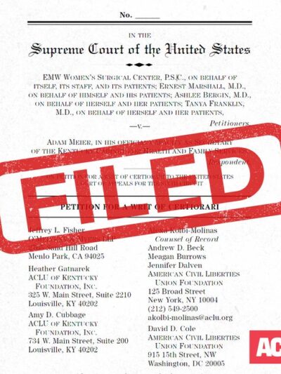 narrated ultrasound filing with SCOTUS with Filed stamp on legal document