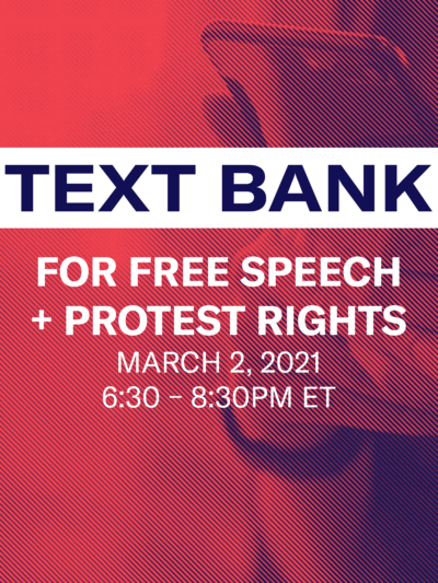 Text Bank for Free Speech Event Graphic