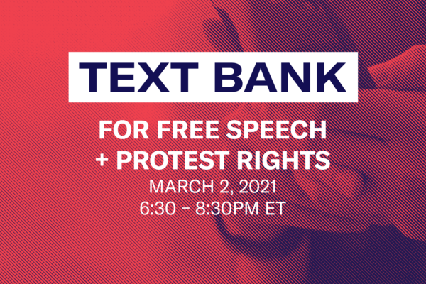 Text Bank for Free Speech Event Graphic