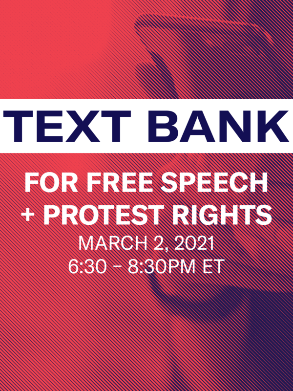 Text Bank for Free Speech Event Graphic