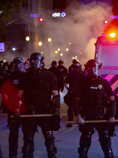Police with Tear Gas at 2020 Black Lives Matter Protest in Louisville