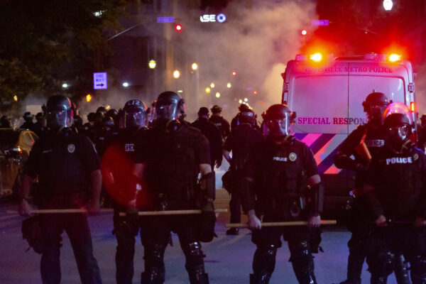 Police with Tear Gas at 2020 Black Lives Matter Protest in Louisville