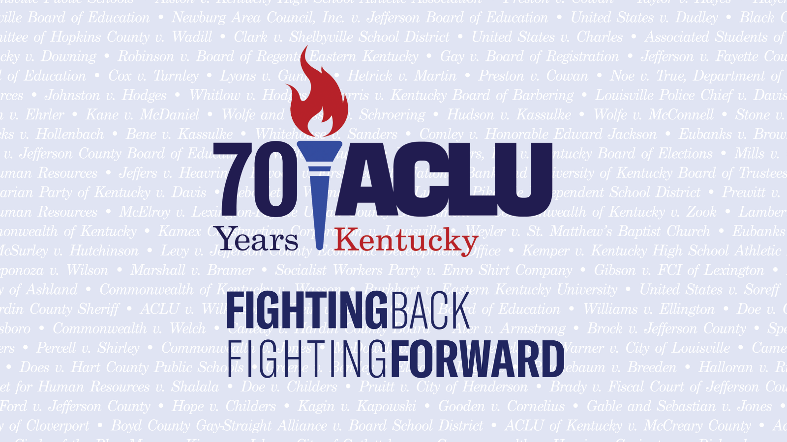 ACLU-KY 70th Anniversary Logo Fighting Back, Fighting Forward