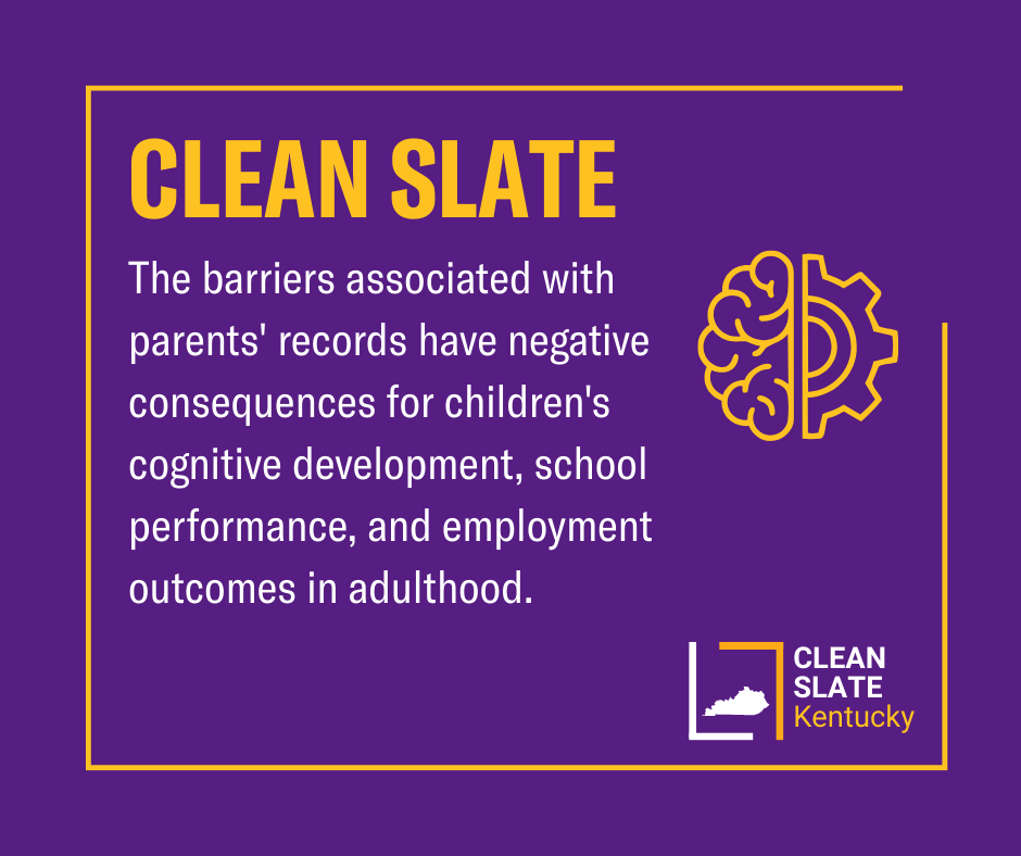 Children with parents who have a record face negative consequences in cognitive development, among other things.