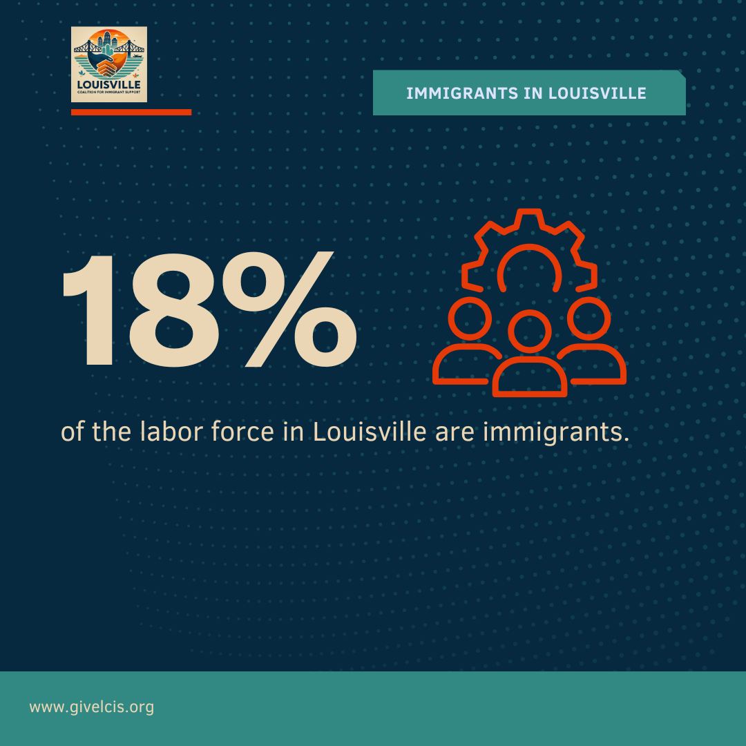 18% of the labor force in Louisville are immigrants.