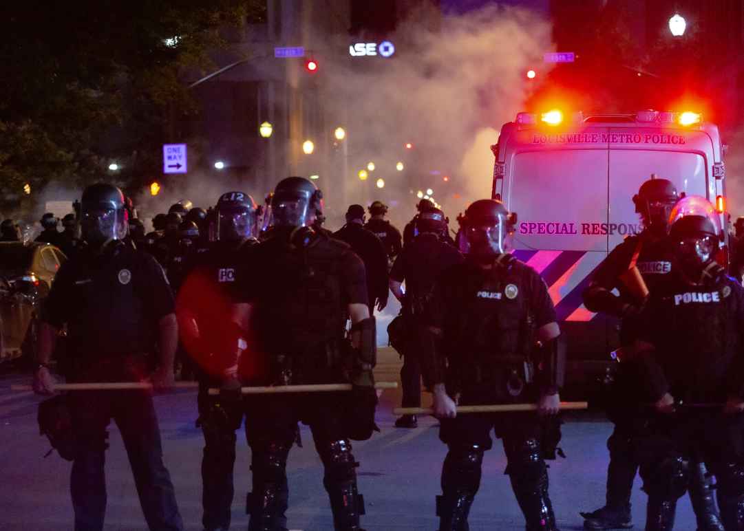 Police with Tear Gas at 2020 Black Lives Matter Protest in Louisville