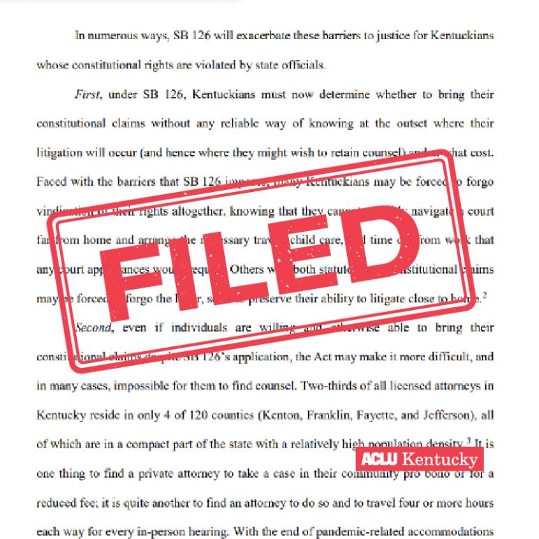 A red "filed" stamp is over the text of the first page of the filing.