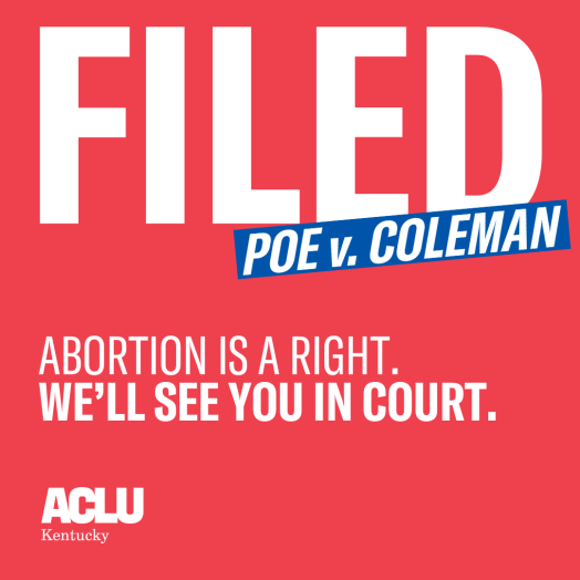 Graphic with red background with Filed Poe v Coleman in bold letters