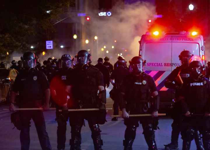 Police with Tear Gas at 2020 Black Lives Matter Protest in Louisville