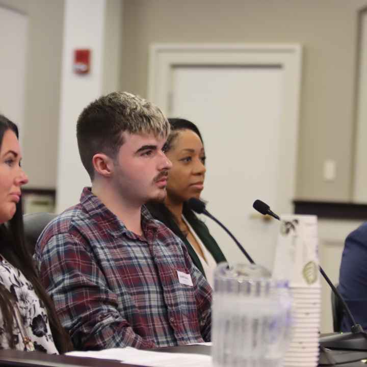 Amanda Hall and her son, Jayden Spence, testify in a Frankfort, KY committee room. Amanda Hall and her son, Jayden Spence, testify in a Frankfort, KY committee room.