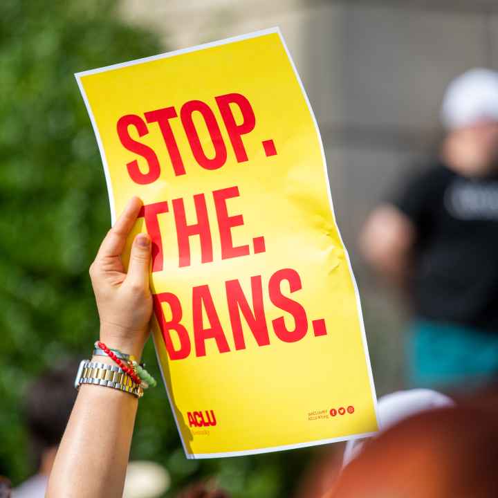 Stop The Bans Protest Sign