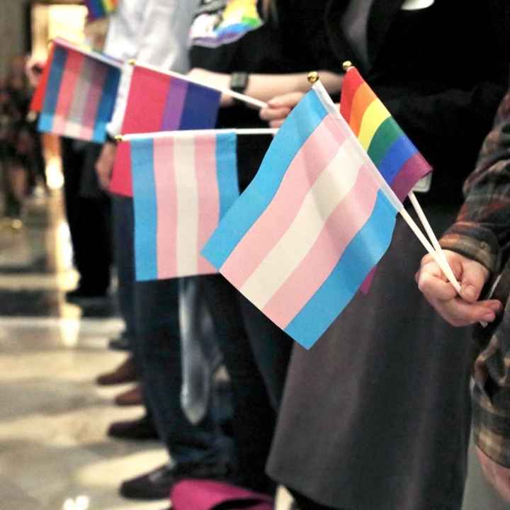 Trans Pride Flags in KY Capitol Rotunda