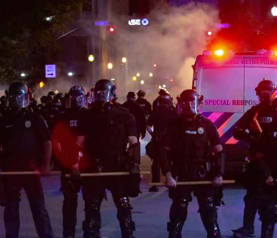 Police with Tear Gas at 2020 Black Lives Matter Protest in Louisville