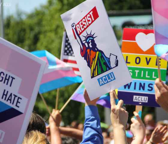 Signs at a Seattle Pride March